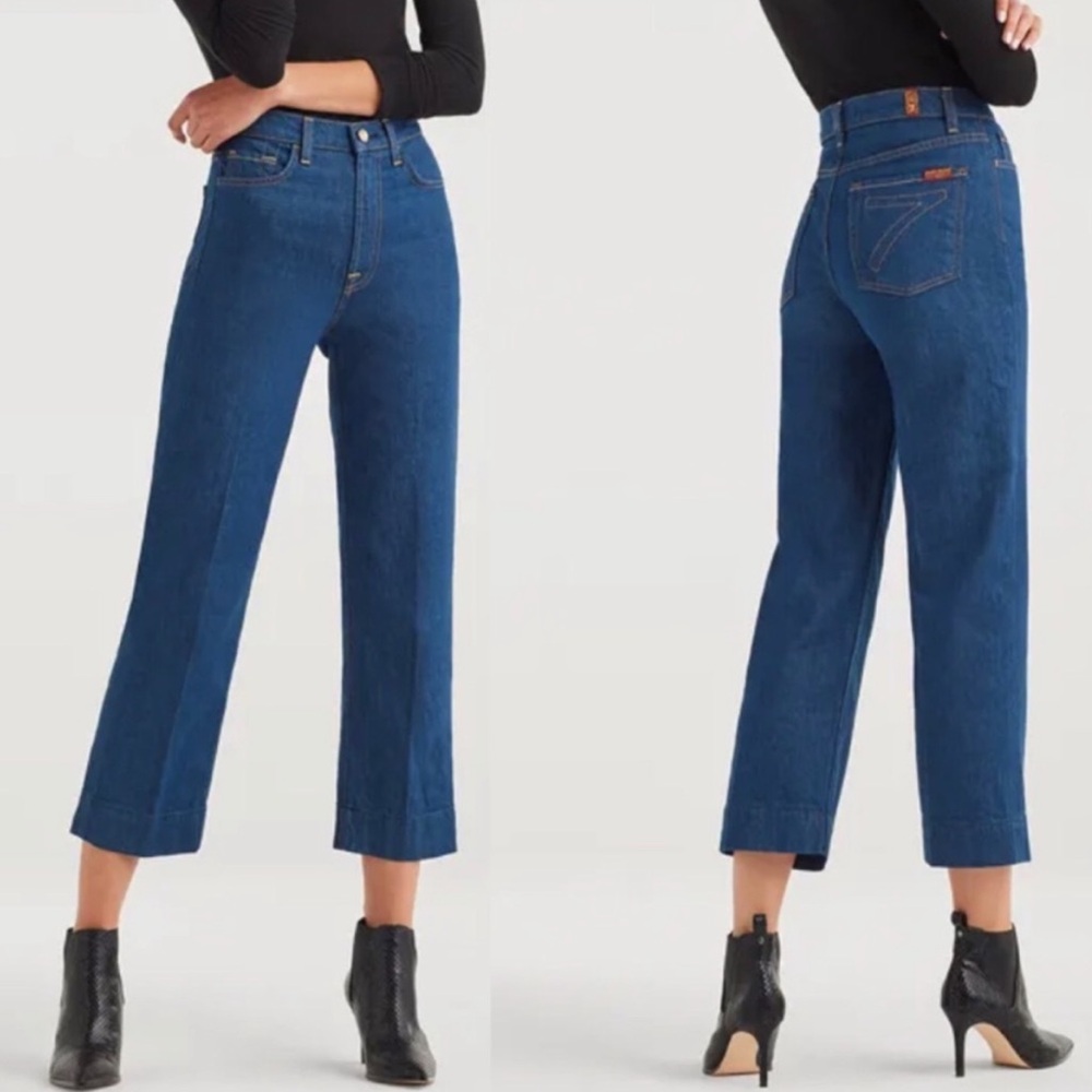 7 For All Mankind Cropped Trouser Jeans Avant Rinse Size 26